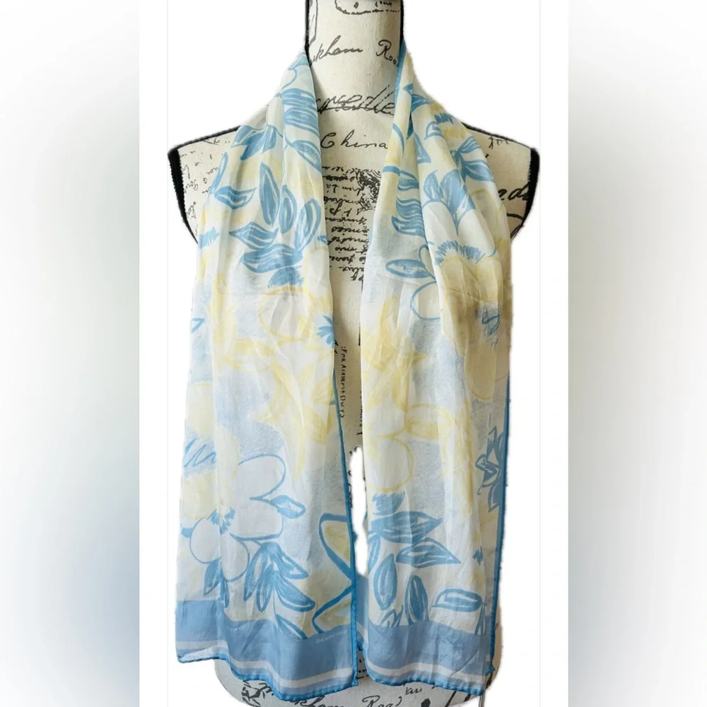 Vintage Evan Picone oblong Floral Art Silk Scarf 53” x 10”